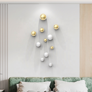Arte de Parede Contemporânea Ornamento Esférico para Casa Decoração Dourada para Sala de Estar Escritório Estudo Grande - Product Image 3