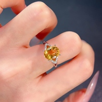 Custom 925 Sterling Silver Ring Natural 8x10mm Yellow Citrine Gemstone Elegant Bridal Wedding Party Jewelry for Women Wholesale