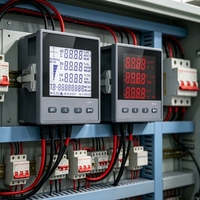 Meter Panel Digital Multifungsi Tiga Fasa 380V Analisis THD Pemantauan Energi Arus Maks 5A untuk Kabinet Distribusi PV