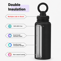Porte-téléphone magnétique avec logo personnalisé, bouteille d'eau en acier inoxydable isolée, gourde isotherme, réutilisable pour la salle de sport, les sports, les voyages, le camping