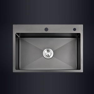 Évier de cuisine noir en acier inoxydable, 1 pièce, lavabo à encastrer ou à poser sous plan de travail, pour le lavage des légumes, 68x45 <span class=keywords><strong>cm</strong></span> - Product Image 6