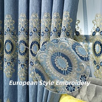 Chine en gros rideau européen de luxe broderie rideau Polyester prêt à l'emploi rideaux occultants pour le salon