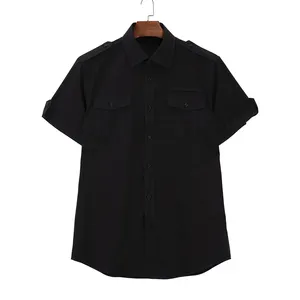 Factory Garment Summer Luxury Smart Casual Black Designer Camisa de vestir de manga corta para hombre
