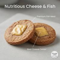 Biscuits pour chiens au fromage et au poisson de qualité supérieure, riches en protéines, naturels, sains, riches en oméga-3, certifiés BRC, durée de conservation de 18 mois, marque privée