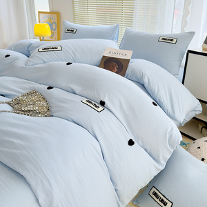 Set di biancheria da letto per bambini in 4 pezzi di alta qualità <span class=keywords><strong>copripiumino</strong></span> in microfibra <span class=keywords><strong>blu</strong></span> con ricamo floreale con motivo a cartone animato per uso domestico - Product Image 6