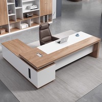 Escritorio de oficina individual moderno con silla, mesa sencilla de madera a gran escala para presidente/gerente/maestro para uso de jefe, diseño modular