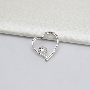 Pendentif en argent S925 en forme de cœur pour femmes, tendance, plateau vide pour perles de 8 à 10 mm, accessoires semi-finis personnalisés à faire soi-même - Product Image 2