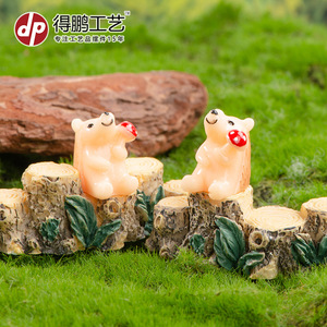 Resin Animal Figurines Tree Stump Bridge <b>Miniature</b> Garden Decor Home Decoration Artistic Craft D1390 - Product Image 1