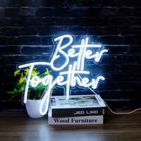 Letrero LED de Neón Multicolor para Interiores y Exteriores, Letrero Decorativo de PVC Flexible con Logotipo Personalizado para Bodas y Fiestas, Publicidad 'Mejor Juntos'