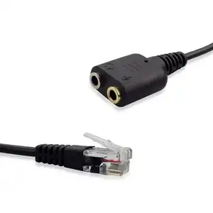 Großhandel Headset Audio-Kabel Dual 3,5mm Buchse zu RJ9 Crystal Plug Adapter Konverter für PC-Telefon Telefon mit