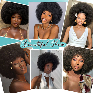 Perruque afro crépue de 8 pouces en gros, perruque en dentelle complète, cheveux afro crépus bouclés en vrac, 100% cheveux humains, couleur naturelle, perruques bouclées douces - Product Image 6