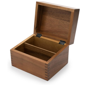 Boîte à <span class=keywords><strong>recettes</strong></span> en bois d'acacia avec séparateurs - Organisateur de cartes de cuisine à 2 compartiments avec étiquette - Product Image 3