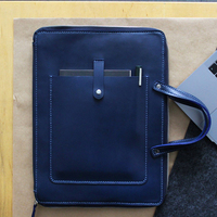 Sac Organisateur d'Accessoires Technologiques en Cuir Véritable avec Fermeture Éclair, Style Simple, Pliable, Housse pour Ordinateur Portable, Porte-documents avec Fonction Tactique