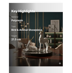 Figurines décoratives d'oiseaux et d'animaux, art déco fait main en résine, décoration de table pour la maison ou le bureau, objet de collection unique, mariage, Diwali - Product Image 1