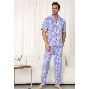 Cardigan dal Design classico con bottoni e pantaloni comodi indumenti da notte da uomo Suzhen modello di marca 202510 - Product Image 1