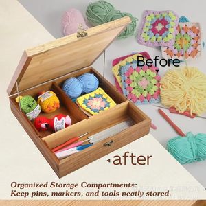 Wooden Crochet Board With Pegs And Storage For Hand Knitting Craft Tools - Product Image 4