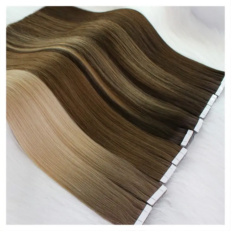 Cuticle Intact High Quality Tape In Hair Extensions Natural Color 100% Human Hair PU Tape Adhesive Tape