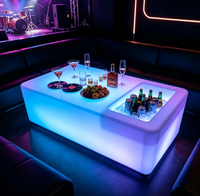 Table LED portable RGB à changement de couleur pour discothèque et soirée KTV, avec seau à glace et refroidisseur lumineux rechargeable