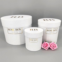 Boîte cylindrique en carton de luxe recyclé, personnalisée avec logo doré, style tendance, pour la Saint-Valentin, blanche, pour fleurs