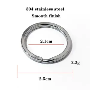 304 Stainless Steel Round Metal Keychain Accessories Flat Ring Multi-purpose Steel Color Ring Small Gift Ring Hanging Buckle