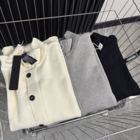 Pull tricoté décontracté et chaud pour homme, 100 % coton, beige pierre, avec patch brodé, style hiver