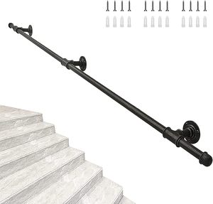 Handrail for Indoor Stairs <strong>2</strong> Sections Grab <strong>Rails</strong> for Disabled Elderly Metal Interior Hand Railing for Stairs Wall Mount - Product Image 2