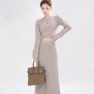 Gonna di fascia alta in maglia per abbigliamento invernale 2024 nuovo Set gonna a vita alta da <span class=keywords><strong>donna</strong></span> autunno e inverno - Product Image 2