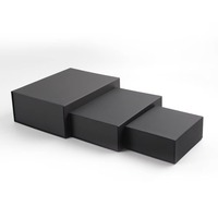 Boîte cadeau pliable noire de luxe avec revêtement UV, papier kraft recyclable pour vêtements, t-shirts, robes, accessoires, chaussettes, fourrures, emballage