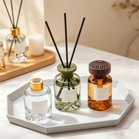 Envío Rápido, Botellas Difusoras de Aroma de Vidrio Redondo con Base Gruesa de 120 ml, Difusores de Aroma para Coche con Varillas de Ratán