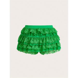 Women's Ruffle Shorts <b>Lace</b> Lolita Bloomers <b>Elastic</b> Waist Micro Boyshorts Daily Wear Breathable Woven Fabric - Product Image 4