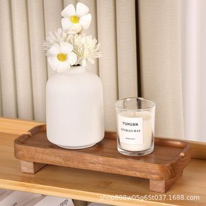 Wooden <b>Bathroom</b> Storage Rack Rectangular Solid Wood Desktop Organizer Durable Freestanding Scented <b>Candle</b> Holder Decorative - Product Image 2