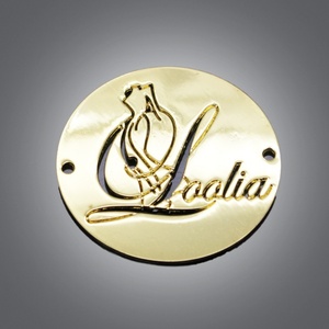 Plate High Grade Custom Engraved Texture Logo <b>Brushed</b> Metal Label <b>Round</b> Gold or Custom Color Bags Accessories Sampling Accepted - Product Image 2