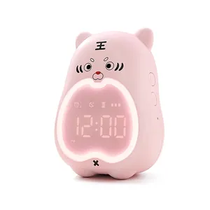 Novo tiger relógio despertador crianças, usb, recarregável, quarto das crianças, companheiro, dormir, acordar, luz noturna, despertador digital, relógio