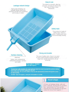 <span class=keywords><strong>Bac</strong></span> à <span class=keywords><strong>litière</strong></span> semi-fermé pour chat avec tamisage, <span class=keywords><strong>double</strong></span> couche, portable, compatible avec les litières en granulats de pin pour chat de grande taille - Product Image 6