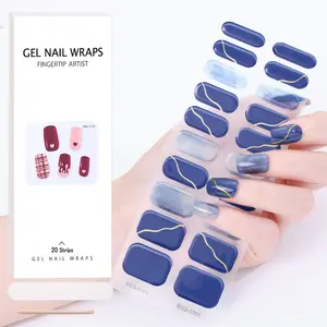 Pegatinas para decoración de uñas de alta calidad al por mayor, calcomanías de Gel semicurado, tiras de uñas de Gel UV, pegatinas semicuradas