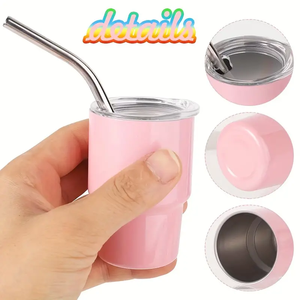 Mini 3oz 304 Stainless Steel Insulated Sustainable American Style <strong>Shot</strong> Glass Sublimation Tumbler Lid <strong>Straw</strong> for Portable Drinking - Product Image 1