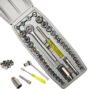 Ensemble d'outils de réparation pour la maison et la voiture, 40 pièces, jeu de douilles à cliquet de 1/4 et 3/8 pouces avec clé à cliquet et tournevis, boîte à outils mécanique complète - Product Image 2