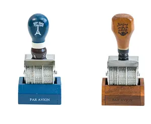 Popular in Japan and South Korea zakka vintage wooden handle date stamp roller stamp