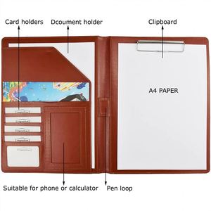 Porte-documents de bureau personnalisé en cuir PU A4 avec bloc-notes et logo – Vente en gros - Product Image 5