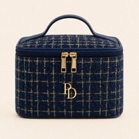Trousse de Maquillage et Sac Cosmétique de Voyage Matelassé de Luxe à Fermeture Éclair, Capacité Moyenne, pour Femme