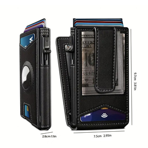 Cartera <span class=keywords><strong>de</strong></span> metal con ventana para identificación y clip para billetes, con bloqueo RFID, cierre magnético, tarjetero <span class=keywords><strong>de</strong></span> PU con ventana emergente, venta al por mayor OEM - Product Image 6