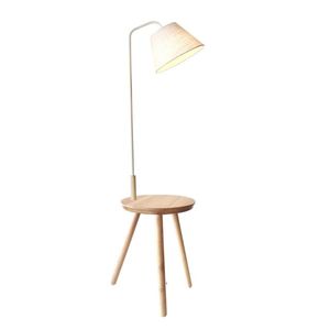 Caoutchouc Lampes En Bois Bois Nature Décorer Maison Lampe au <span class=keywords><strong>sol</strong></span> Base En Bois Stockage Lampadaire Lin Tissu Abat-Jour salon lumière - Product Image 4