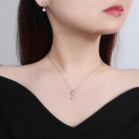 925 Sterling Zilver Rhodium Plated Fleur De Lis Zirkoon Ketting Oorbel Set Bruidssieraden Cadeau Vrouwen Bruiloft Feest Trendy
