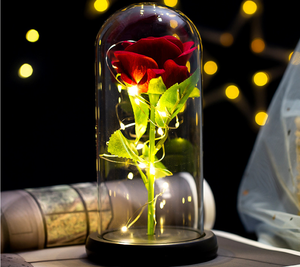 Stringa di Luce a Led Fiore Artificiale Fiore di Rosa Regalo Immortale Del Fiore Micro Paesaggio della Rosa di Simulazione di Vetro Ombra Romantico Regali Unici - Product Image 1