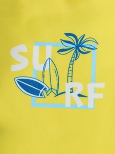Ensemble deux pièces en polyester pour garçons, <span class=keywords><strong>maillot</strong></span> <span class=keywords><strong>de</strong></span> <span class=keywords><strong>bain</strong></span> d'été, imprimé SURF, fond jaune, manches longues, short rayé à imprimé complet <span class=keywords><strong>de</strong></span> noix <span class=keywords><strong>de</strong></span> coco - Product Image 4