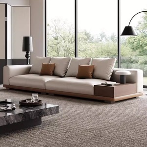 Sofá de Cuero Italiano Minimalista de Línea Recta, Muebles de Sala de Estar de Cuero Genuino Ecológico - Product Image 2