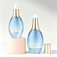 Ensemble d'emballages cosmétiques en verre ovale pour soins de la peau, pots et flacons avec pompe/pipette pour sérum/lotion