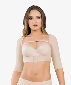 Body sculptant pour femmes avec manches, pour compression post-chirurgie, soutien-gorge à fermeture frontale, gaine amincissante - Product Image 1