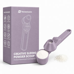 Nährstoffpulver-Messlöffel mit Schiebedeckel, Auslaufsicherer Trichterlöffel für Whey Protein, Kreatin, Mass Gainer, Pre-Workout - Product Image 1