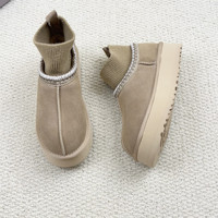 Stivali da Neve da Donna Leggeri e Morbidi con Suola a Piattaforma, Fodera in Pile Calda, Stivaletti Invernali in Vera Pelle Slip-On